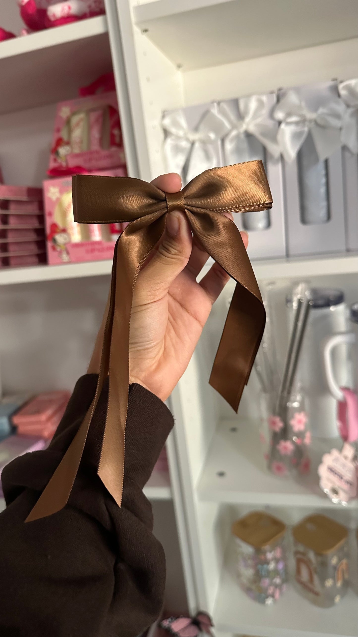 Moño café estilo minimalista para el cabello🤎