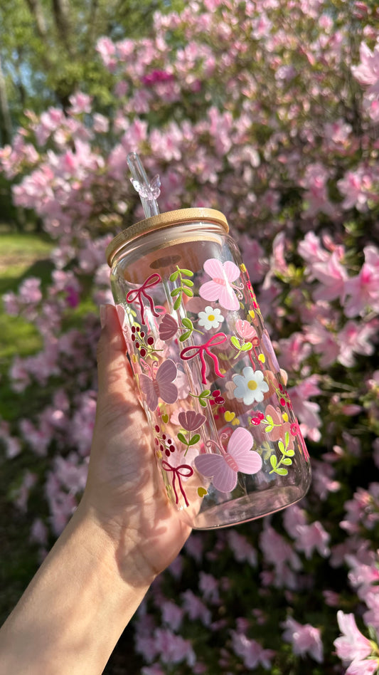 Butterfly pink Glasscup