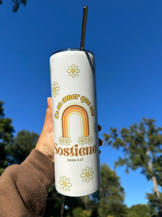 “Es su amor que me sostiene” tumblr de aluminio 20oz