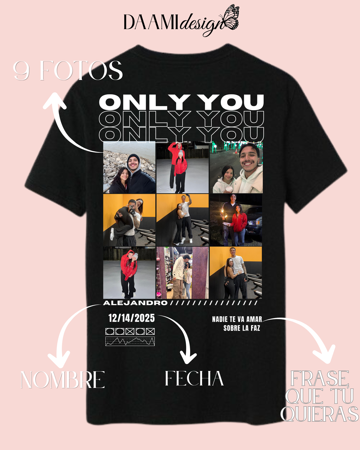 “Only you” camiseta con fotos para pareja