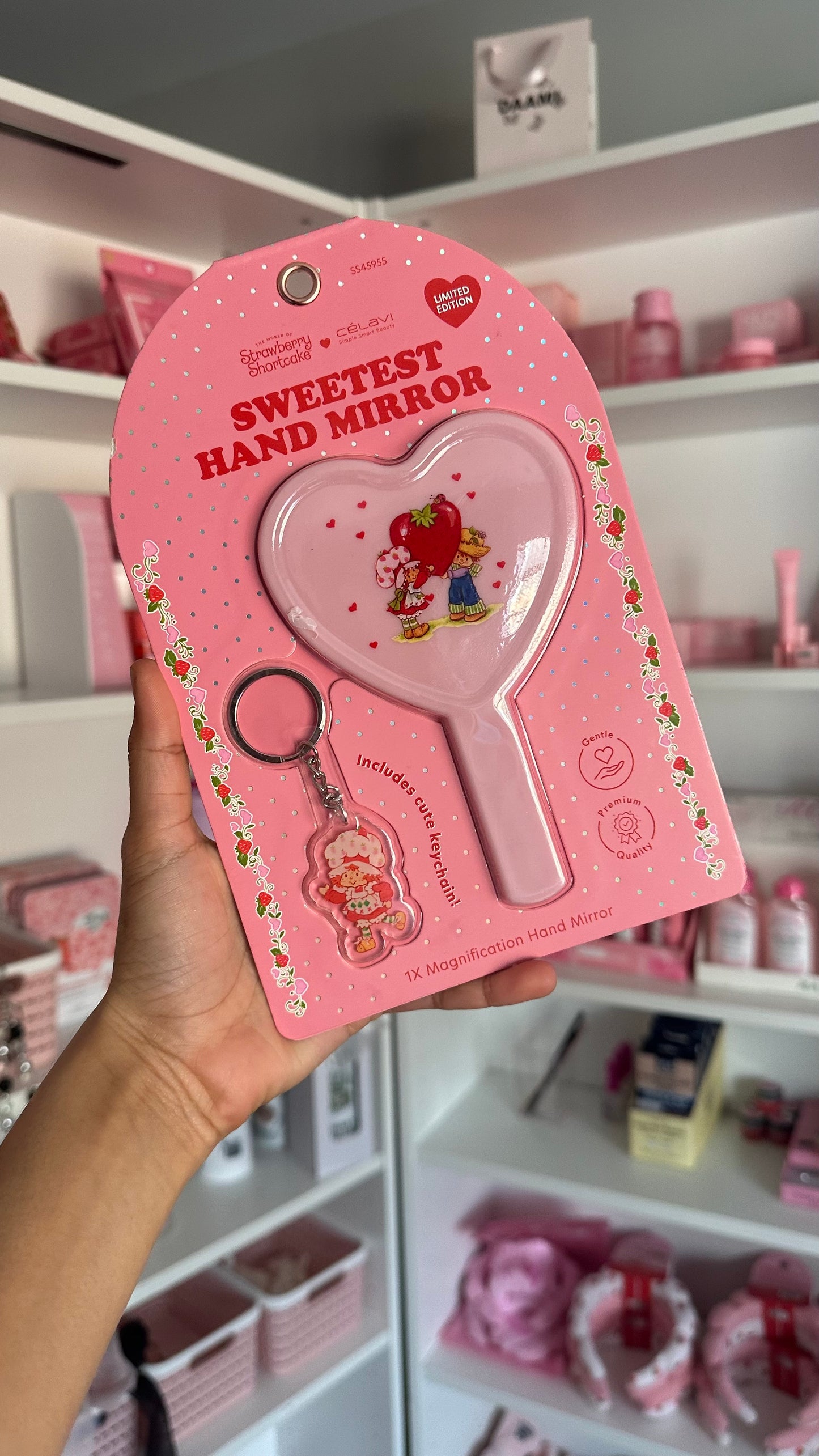 Espejo y llavero set strawberry shortcake - CELAVI