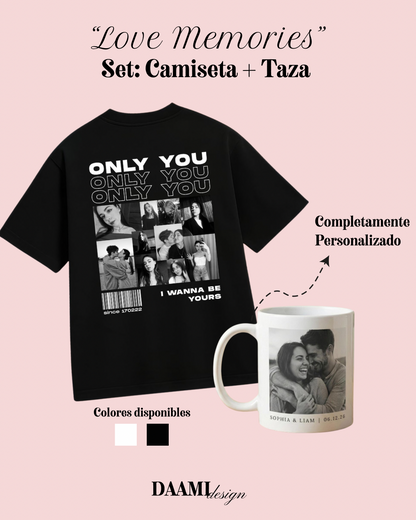 Set de regalo camiseta + taza con fotos y fechas