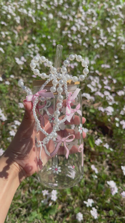 Cute bow + charm  - Glasscup