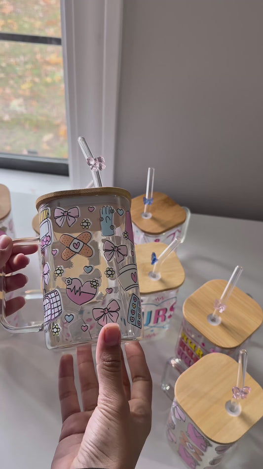 “My favorite Nurse” design taza de vidrio